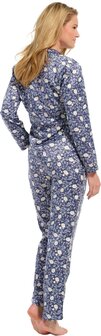 Pastunette DeLuxe Dames Satijn Doorknoop Pyjama Pretty Petunia Flower Dark Blue 25232-304-6-523 | 28979