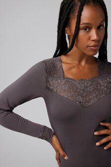 Ysabel Mora Dames Thermo Long Sleeve Shirt Lace Graphite 70005 | 30969