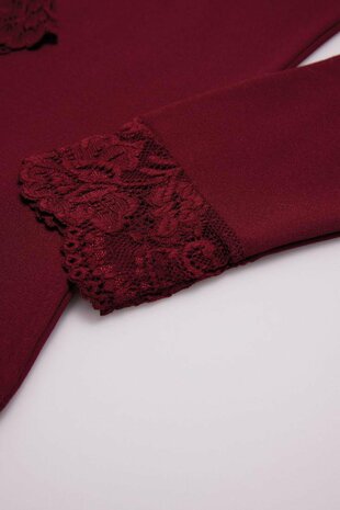 Ysabel Mora Dames Thermo Long Sleeve Shirt Lace Maroon 70005 | 29332