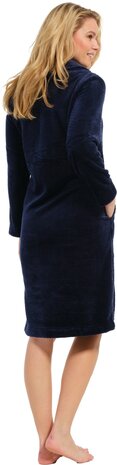 Pastunette DeLuxe Dames Fleece Doorknoop Badjas Dark Blue 75232-310-6-529 |  29189